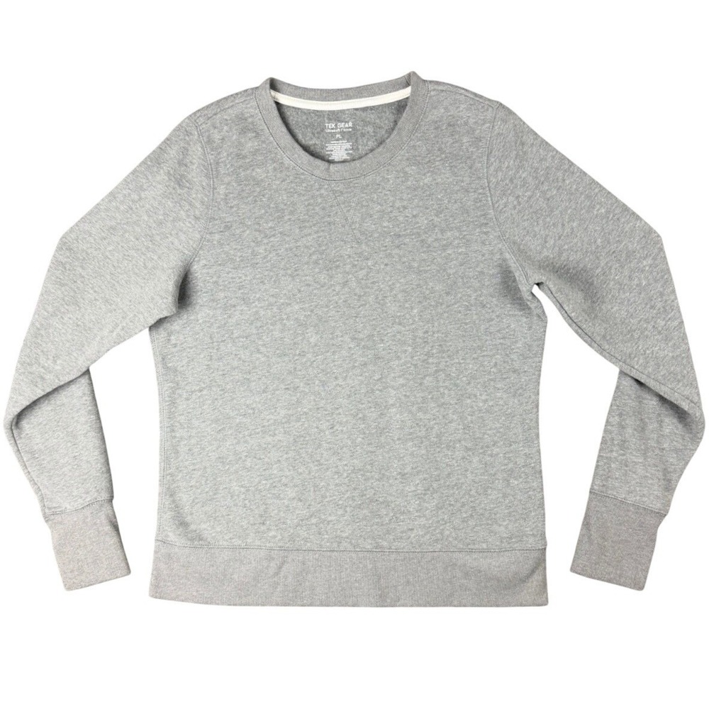 Tek Gear Womens Petite Large Ultrasoft Fleece Gray Crewneck Sweatshirt Thumbhole